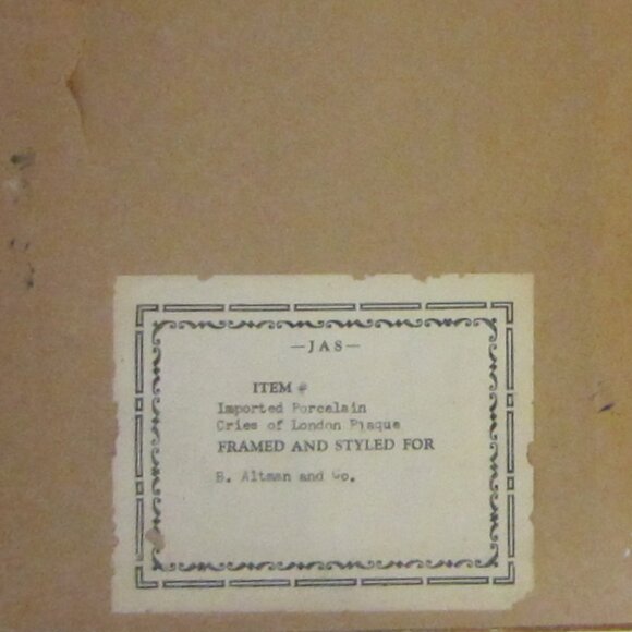 B Altman Medieval Porcelain Tiles Cries of London Framed Plaques In Pair - Picture 13 of 15